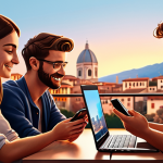 **

Prompt: "A diverse group of people interacting respectfully online, some using smartphones, others laptops. Focus on positive communication, kindness, and avoiding negativity. Soft, warm lighting. Italian cityscape in the background, subtly blurred. Style: Modern illustration."

**