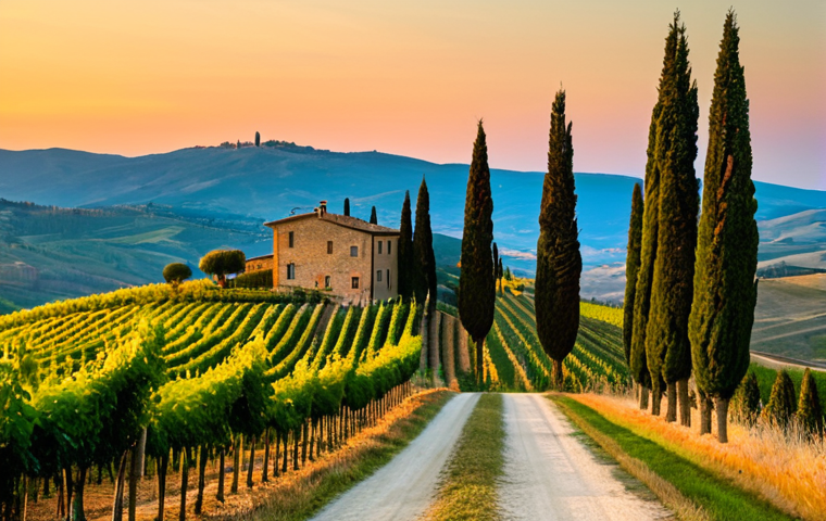 소셜미디어에서의 자기 표현과 창의성 - **Tuscan Landscape Photography:** "A professional photograph capturing the rolling hills of Tuscany,...